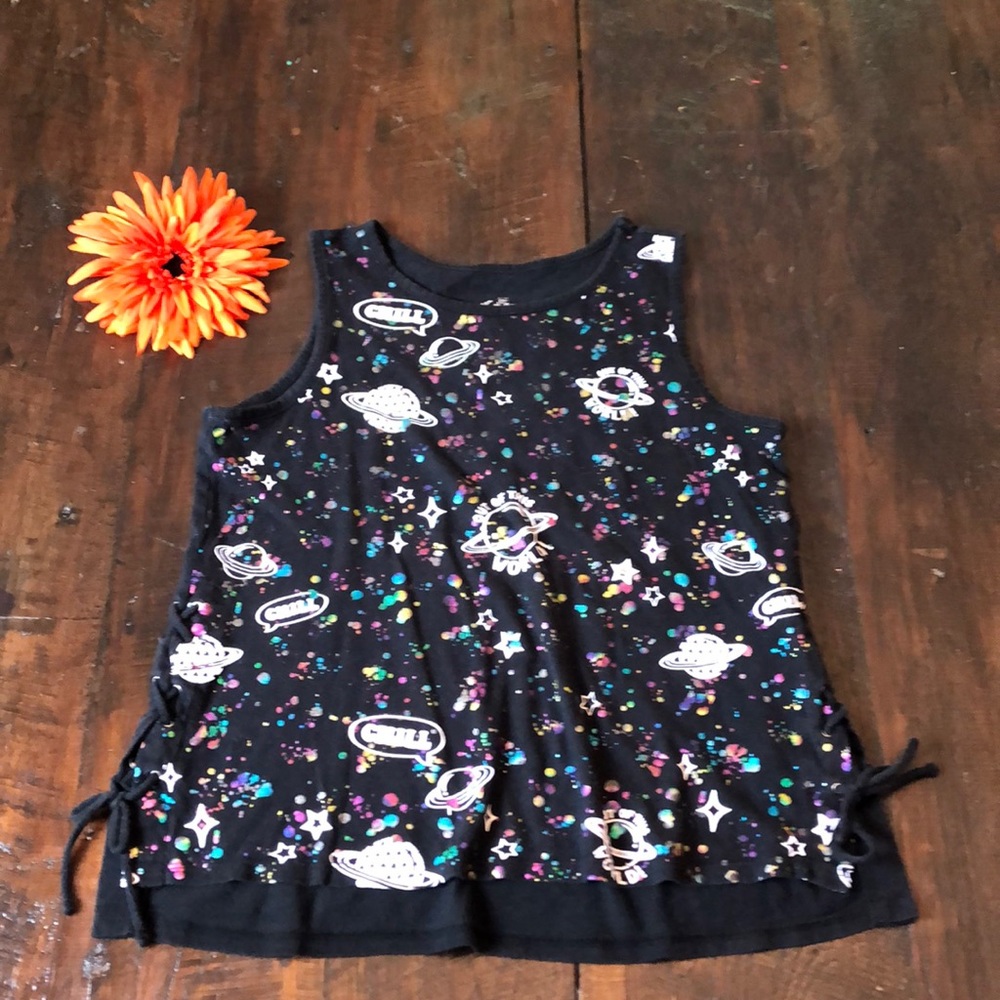 Girls/Kids Black Space shirt.